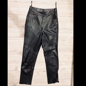 Real lamb skin black leather pants